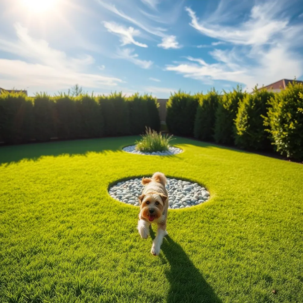 sztuczna trawa dla psów' title='Małe, pozbawione trawy, przydomowe strefy dla psów, które mają dużą funkcjonalność