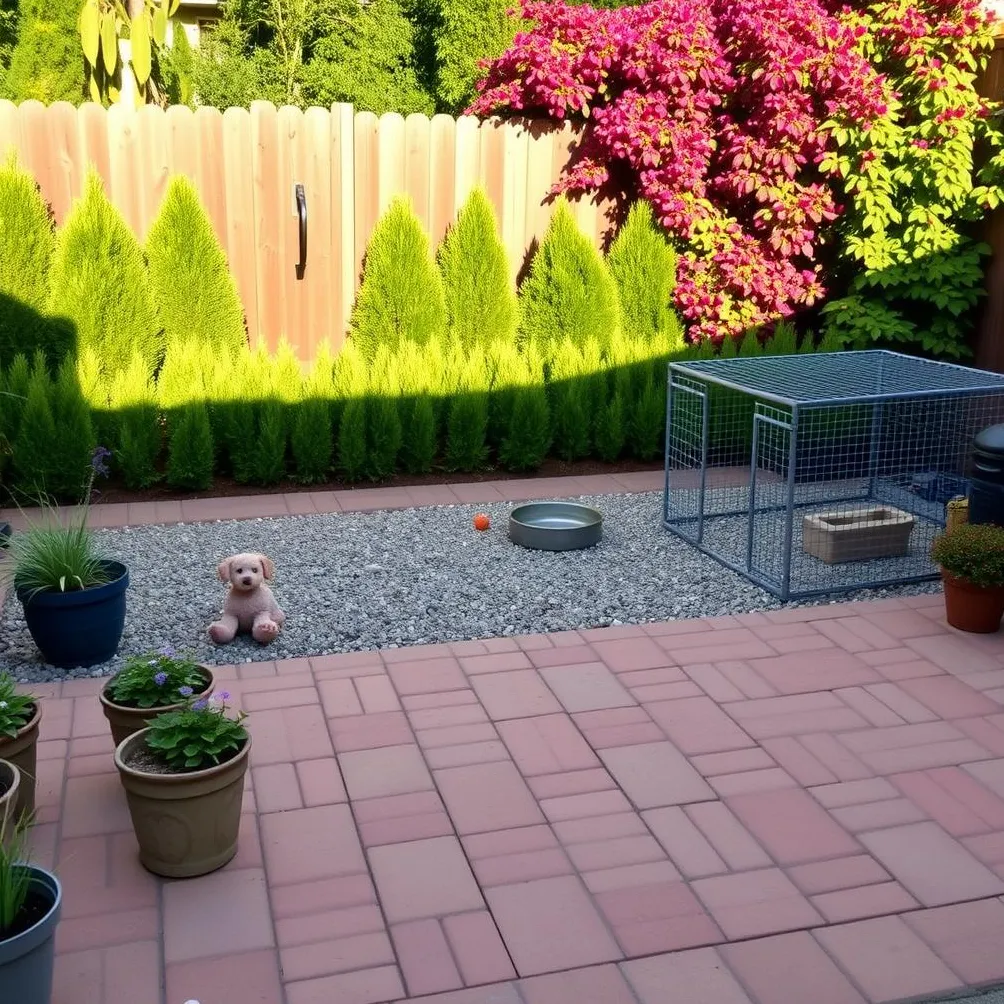 utrzymanie podwórka bez trawy' title='Małe, pozbawione trawy, przydomowe strefy dla psów, które mają dużą funkcjonalność