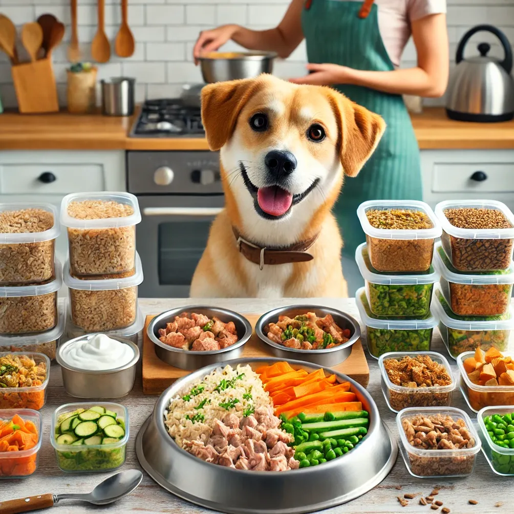 Preparação de refeição para comida de cachorro faça você mesmo