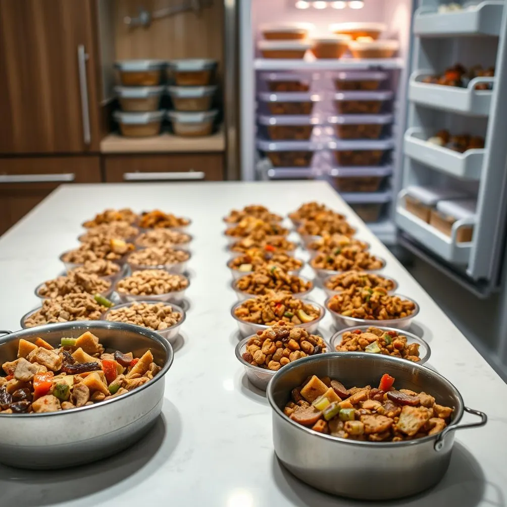 Porcjowanie zamrażania i podgrzewania domowej roboty karmy dla psów