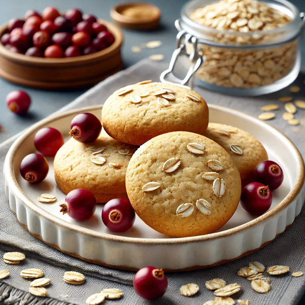 Tranebær havregryns cookies