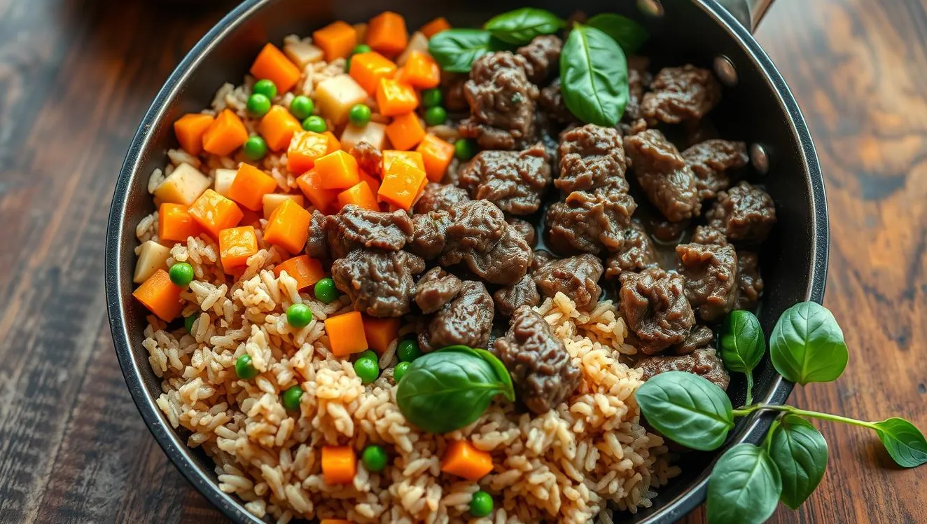 Recette de base Mélange de riz brun et de légumes au bœuf haché facile