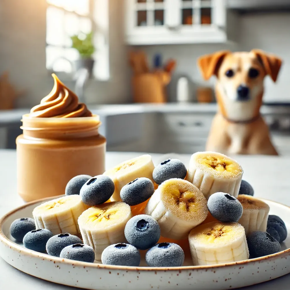 Masło orzechowe i banan Mrożony pies Przysmaki z kreatywnymi odmianami' title='Mrożone przysmaki dla psów z masłem orzechowym i bananami