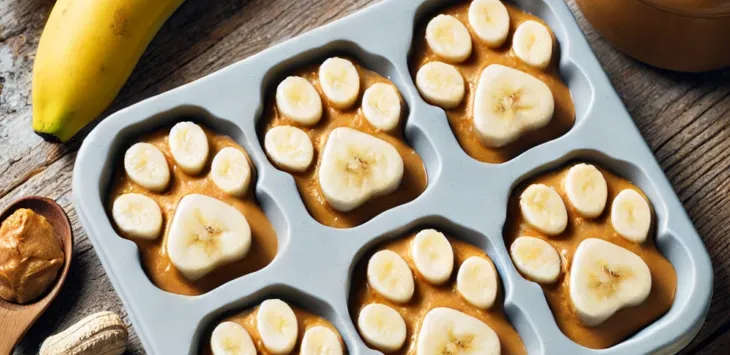 Mrożone przysmaki dla psów z masłem orzechowym i bananami