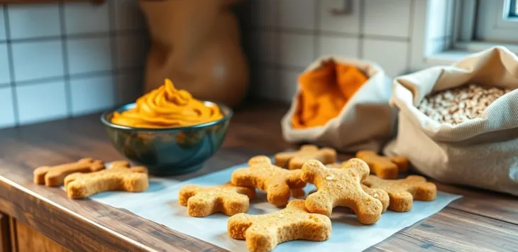 自宅で作る栄養価の高いオーツ麦とカボチャの犬用おやつ